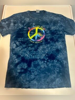 Vintage Blue Tie Dye MGM Grand Las Vegas Rainforest Cafe T Shirt Size S